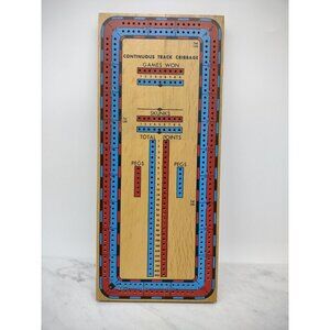 Wood 2 Lane Continuous Track Cribbage Board Game 14" x 6" Gallant Knight Trak 2